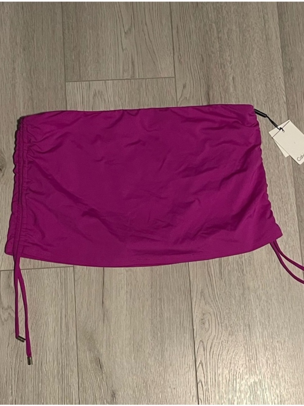 Calvin Klein CK Ruched Swimsuit Skirt - Magenta Pink Bikini Bottom